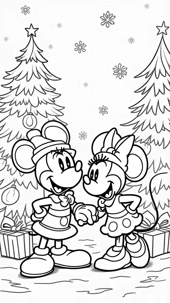 Mickey Minnie Paginas para colorear de Navidad